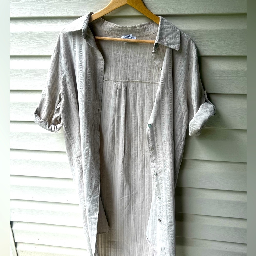 NWOT VINTAGE Aldo Marino Positano Beige 100% Cotton Button-Down Made In Italy